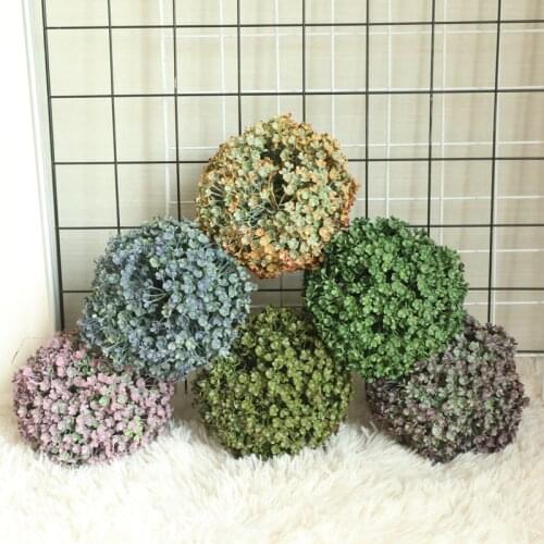 Artificial plastic plant grass ball green flower Round wedding plant wall fake flower home decoration DIY Christmas decoration