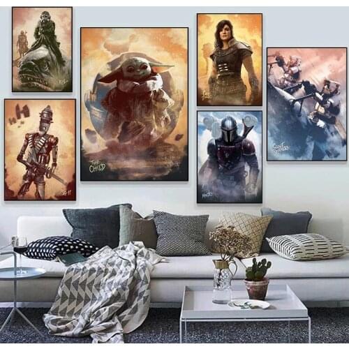 Disney Canvas Painting Star Wars Mandalorian Anime Posters Prints Wall Art Room Decoration Pictures for Living Home Decor