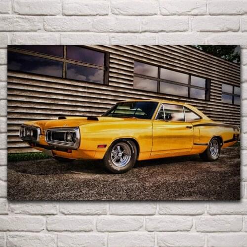 Classic yellow coronet super bee 1970 retro muscle cars fabric posters on the wall picture home living room decoration KN310