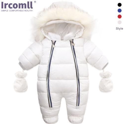 Ircomll Hight Quality Baby Boy Girl Winter Clothes Baby Snowsuit Toddler Thicken Waterproof Down Rompers Children Overalls