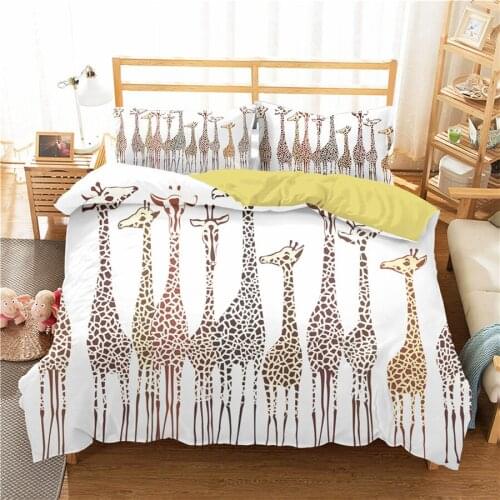 A Bedding Set 3D Printed Duvet Cover Bed Set Giraffe Home Textiles for Adults Bedclothes with Pillowcase #CJL31