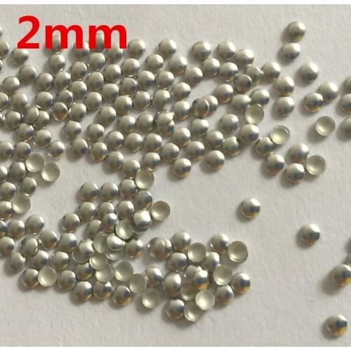 50PCS 2mm Hotfix Studs Round Silver Flat Back Iron On Nailheads Glue FlatBack DIY Rhinestuds Garments Accessories Beads