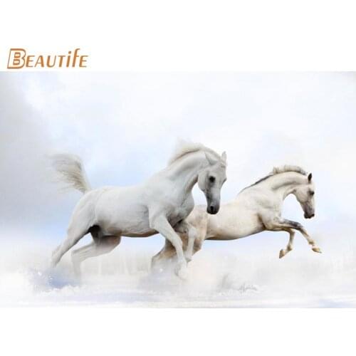 Hot Sale Custom White Horse Poster Home Decoration Fashion Silk Fabric Wall Poster Custom Poster