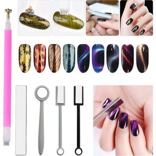 Cat Eye Nail Magetic Stick Strong Effect Magnet Board for 9D Cat Eye Gel 3D Line Strip Effect Multi-function Magnetic Pen Tool