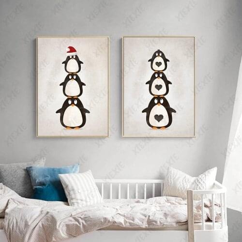 Cute Penguin Poster Canvas Painting Stacked Arhats Wallpaper Nordic Style Craft Print Picture Home Bedroom Decoration