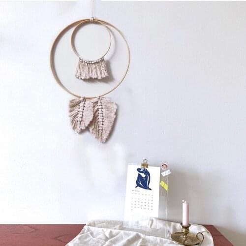 Nordic Dream Catcher Room Decoration Scandinavian Home Bedroom Wall Hanging Woven Leaves Dreamcatcher Children Girls Room Decor