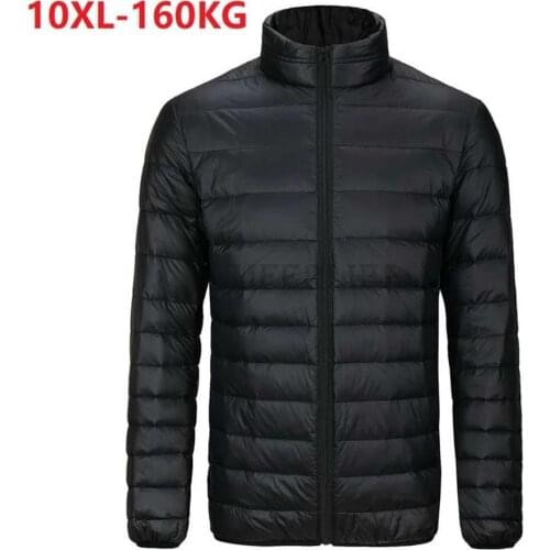 8XL 160KG autumn Winter Warm Men Parkas Plus Large Size Big 10XL Sportwear Casual Down Parkas Thin Light Black Blue Jacket 52 54