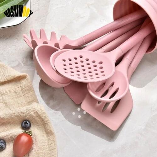 7Pcs Silicone Kitchen Utensils set Turner Soup Spoon Spatula Scraper Pasta Non-stick Kitchenware Cooking Tools Set Accessories