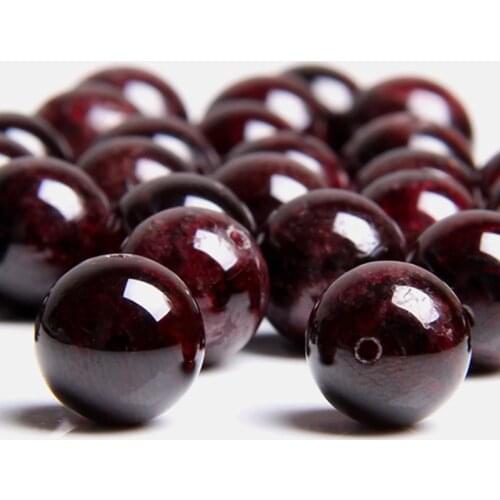 Natural Gem Grade A Garnet Beads Dark Red Round Smooth Loose Spacer Beads for Jewelry making DIY Bracelet Christmas Gift Earring
