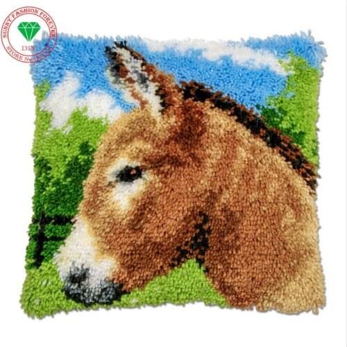 Donkey patchwork carpet embroidery pillowcases stitch embroidery thread Latch hook rug kits cushion rug home embroidery cushion