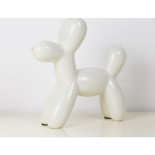 Nordic Ceramic Animal Balloon Dog Doll Crafts Creative Dog Miniature Ornaments Home Living Room Decoration Kid Gift