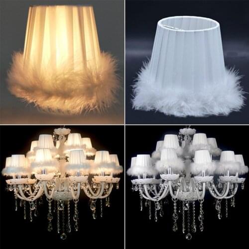 Nordic Style Handmade Feather Lampshade Bedside Desk Table Lamp Night Light Chic Feather Lamp Shade Dinner Party Home Decor