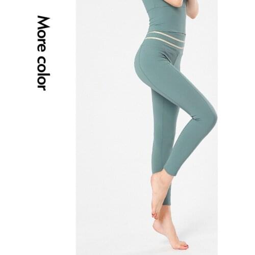 New yBeautiful Waist Yoga Pants Stitching Seamless Stretch Small Ankle Pants Hip-Lifting Running Fitness Clothes