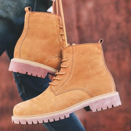 New Vintage Mens Boots High Quality Leather Suede Shoes Men Casual Ankle Boots Antiskid Lace-up Outdoor Motorcycle Boots Fashion