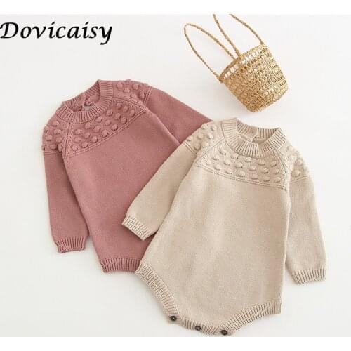 Autumn and Winter Knitted Romper Dot Grain Baby Girl Newborn Knitted One-Piece Romper Bag Fart Clothes 0-3 Years Clothes