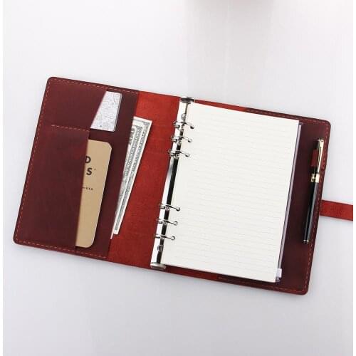 Personalized Ring Binder A5 Genuine Leather Travel Notebook