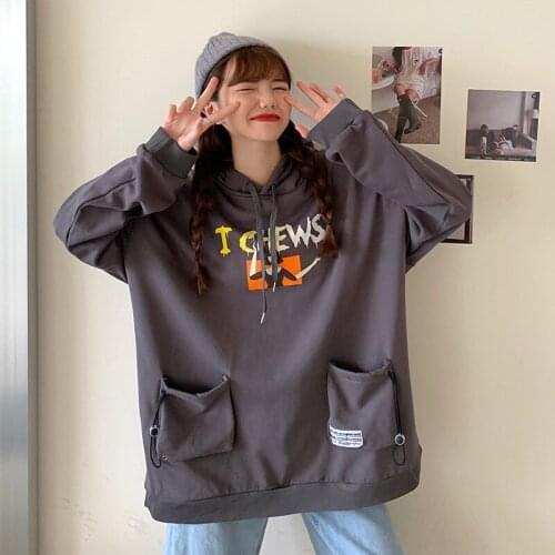 Plush Hoodies Sweatshirt Women Autumn Winter 2020 New Fashion Korean Design Sense Top All-match En
