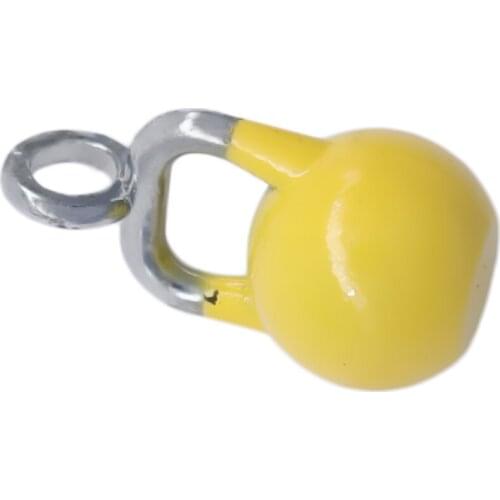 3D Yellow Kettlebell Pendant Fitness Bodybuilding Exercise Wordout Men Women Inspirational Jewelry