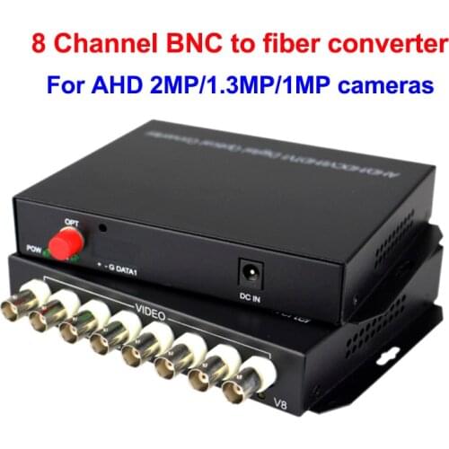 1080P AHD to fiber converter 8 BNC optic fiber media converter CCTV AHD 2MP/1.3MP/1MP camera 1080P Transmitter receiver