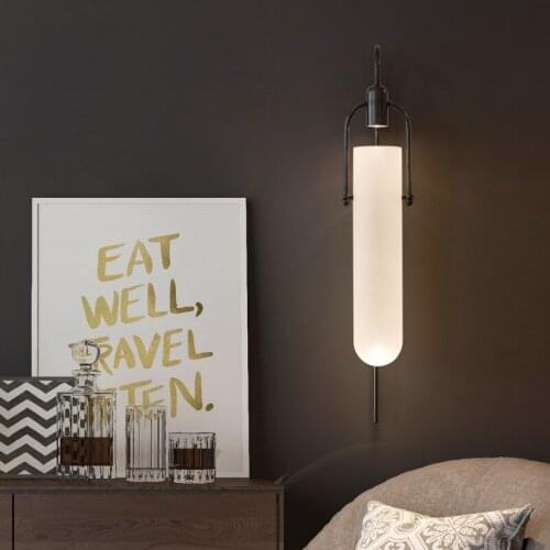 Post-modern luxury copper wall lamp simple living room background wall stair road lamps creative glass bedroom bedside lighting