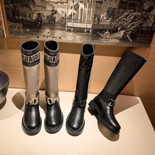 Knight boots womens autumn / winter 2020 Martin boots embroidered letters skinny boots boots brand shoes