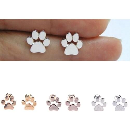 Cute Stud Earring Girl Cute Animal Cat and Dog Paw Print Earring Stud Animal Love Jewelry