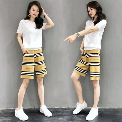Short sleeve sports suit womens summer 2021 new fashion foreign style shorts casual two-piece set