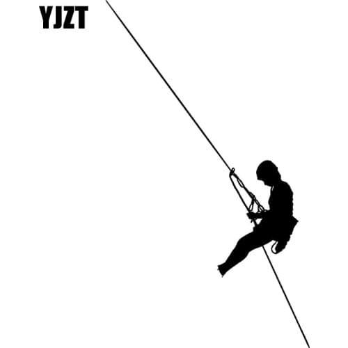 YJZT 10.9CM*19CM Dangerous Men Climbing Ropes Fashion Decor Car Sticker Vinyl Car Styling Decal Black/Silver C31-0030