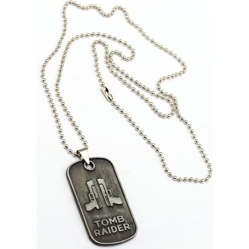 Film & Game Tomb Jewelry Gun Model Pattern Dog Tag Raider Rise of the 20th Anniversary Statement Necklace Men Necklace Ornamnet