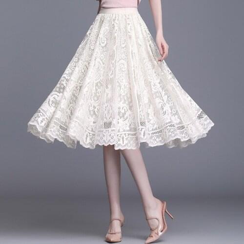 2021 Summer New Elastic High Waist Thin Lace Skirt Hollow Mesh Skirt Women Skirts Womens Y2k Skirt