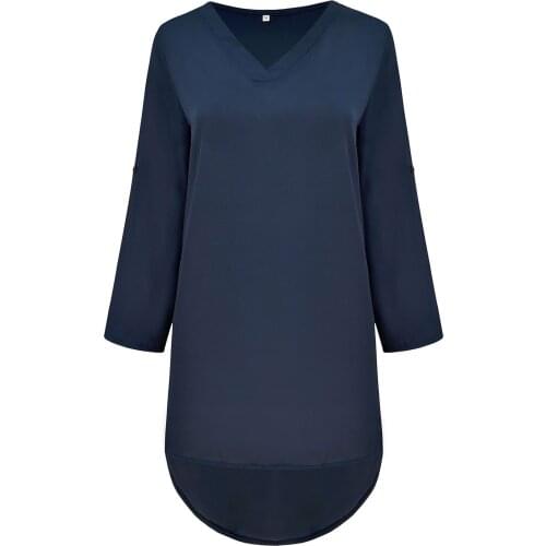 Chiffon Dress Women Casual 2022 Oversized Sexy V-Neck Long Sleeves Solid Dress Spring Autumn OL Style Dress Vestidos Plus Size