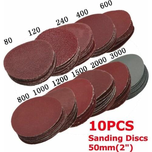 10PCS Red Circular Polishing Discs 50mm With Grits Felt Wheel Polishing Sharpening Sand Paper Tool Accessories 80-3000 Krn