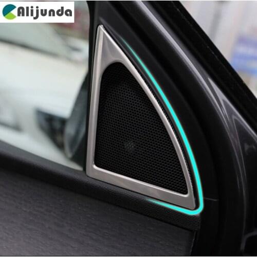 2pcs Stainless steel Inside Door Pillar Audio Speaker Sound Horn Decor Cover Trim Frame for Peugeot 3008 4008 5008 2017