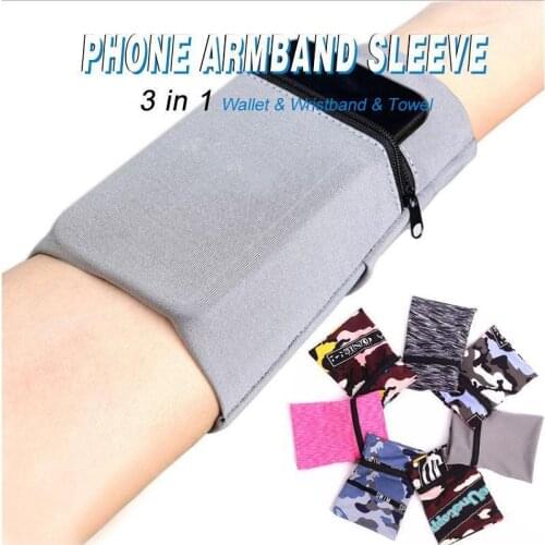3 IN 1 Phone Sports Armband Sleeve Outdoor Running Riding Phone Case Arm Band GYM Fitness Armband Phone Arm Bag Wallet Wrist Bag