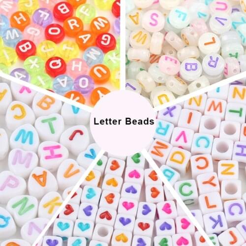 4*7mm Mixed Colorful Letter Acrylic Beads Round Flat Alphabet Cube Loose Spacer Beads for Needlework Jewelry Making Diy Bracelet