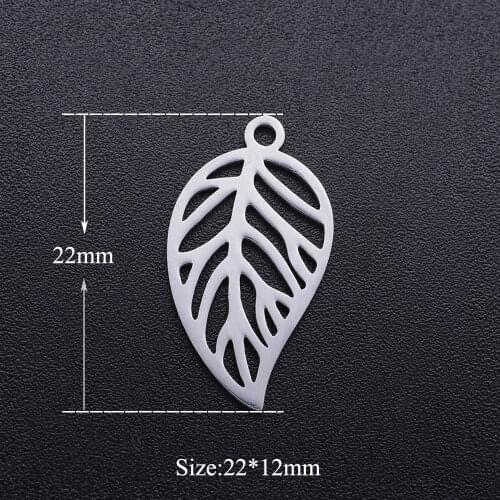 5pcs/lot 100% Stainless Steel Leaf diy Charms Wholesale Necklace Pendants Never Tarnish Never Rust Dropshipping