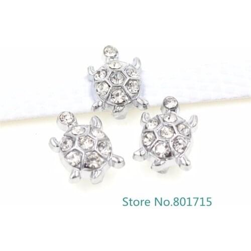 50p 8mm Clear Sea turtle slide charm wholesale price SL474 Internal Dia.8mm fit 8mm wristband belt keychain dog collar bracelets