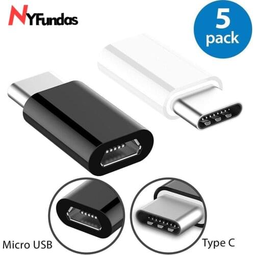 NYFundas 5PCS USB C to Micro USB Adapter For OnePlus 5 6 5T LG G5 G6 Samsung Galaxy S9 Plus S8 Note 8 Type C 3.1 Converter Typec