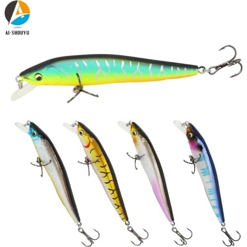 AI-SHOUYU Hard Minnow Bait Lure 95mm 10g Magnetic Crank Fishing Floating with 2 Treble Hooks Quality Artificial Fishing Tackle