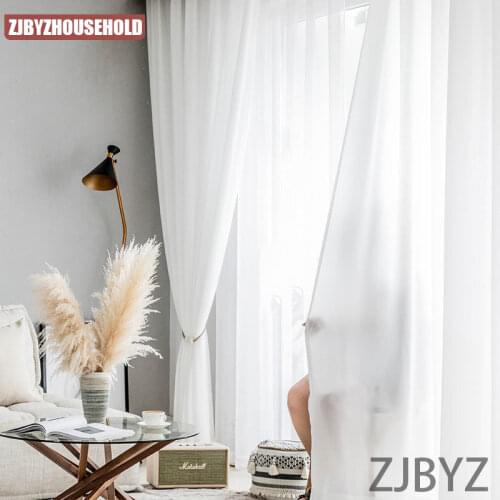 White Gauze Curtain Gauze Translucent Gauze Balcony Shading Window Screening Nordic Simple Bay Window White Curtain