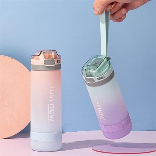 600ml Korean Style Water Bottle With Straw BPA Free Cup Portable Outdoor Sport Drinking Plastic Bottles With Gift Sticks Strap