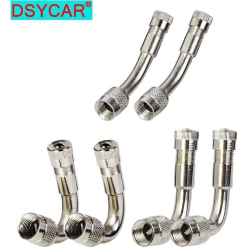 DSYCAR 1Pc 45/90/135 Degree Oblique Tire Tyre Copper Nickel Plated Stem Extension Adaptor Suitable Automobile Motorcycle Bicycle