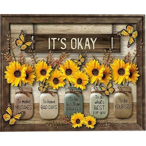 Hot Butterfly Sunflower Wall Art Painting Creative Framed Ornament for Home Living Room Bedroom Decoration