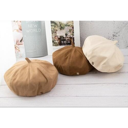 Literature and Art Retro Beret Cotton Symbol Embroidery Womens Hat All-match Painter Hat Octagonal Newsboy Cap