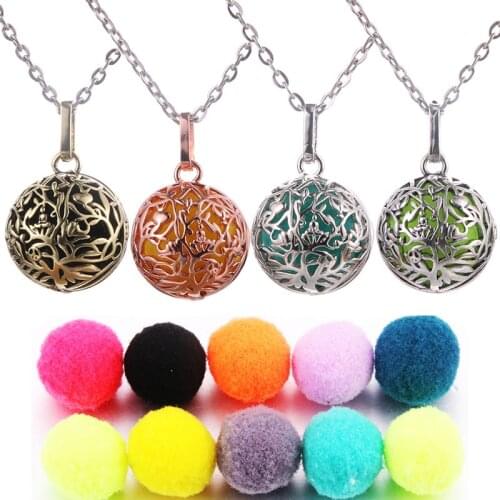Lotus Guanyin Music Ball Bell Aromatherapy Locket Pendant Necklace Charm Perfume Essential Oil Diffuser Woman Gift Jewelry