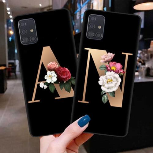 Custom name Letter Monogram flower Matte Soft Phone Case For Samsung Galaxy S9 Plus S10 Plus S10 Lite S20 S20 Ultra Cover Coque