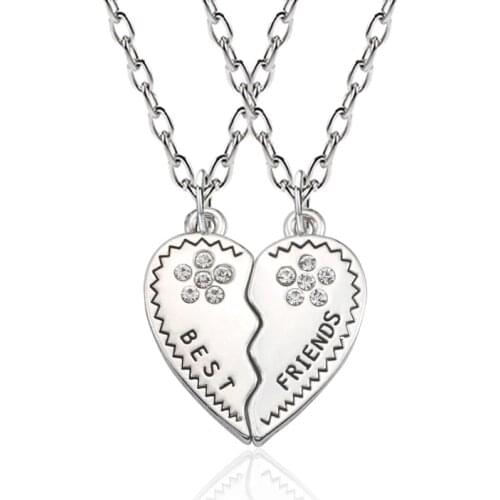 Fashion Trendy Broken Heart Pendant Necklace Best Friends Forever Splicing Friendship Necklace Puzzle Choker Women Girls Gift