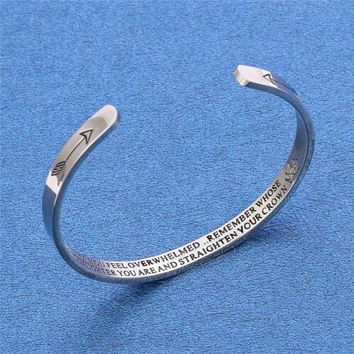 Mens Birthday Gift Stainless steel Jewelry Bangles Bracelet for Women Engrave Saying Motto Bracelets & Bangles Jewelry