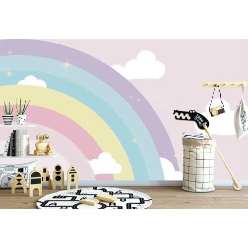 Bacal Customized modern fashion stereo wallpaper violet rainbow simplicity cloud children background wall papers home decor