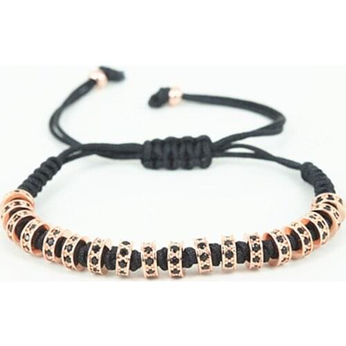 New Anil Arjandas Macrame Bracelets 15pcs Micro Black CZ Spacer Briading Macrame Bracelet for Men Jewelry
